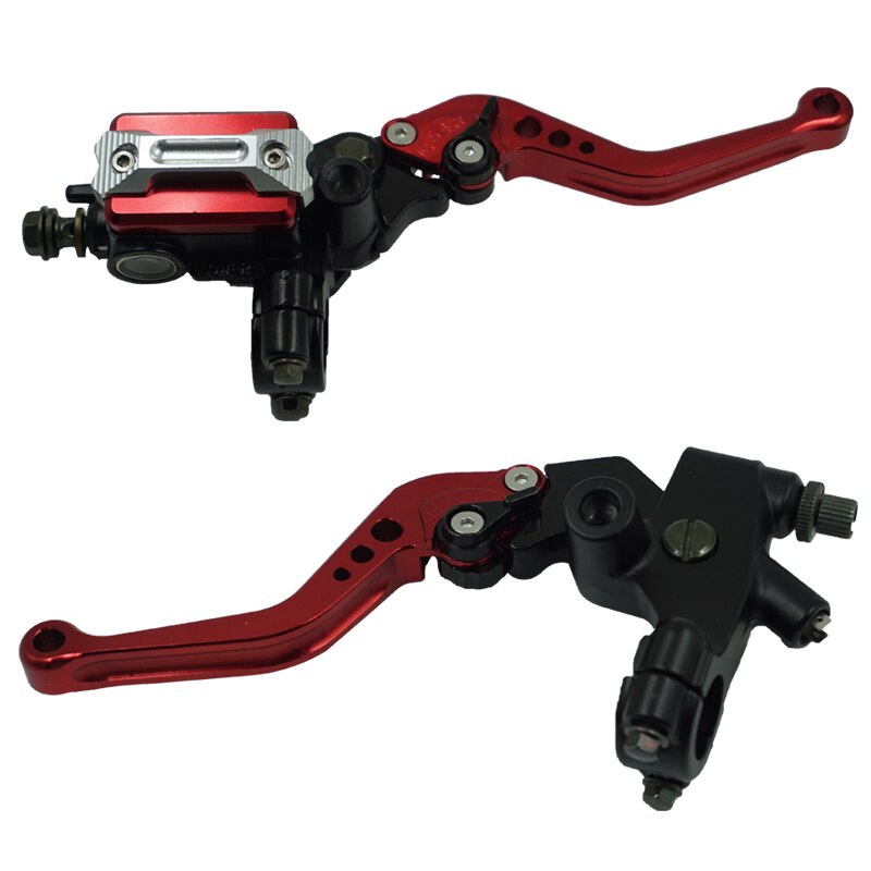 EEN Paar 7/8 "22mm Universal Motorcycle Brake Clutch Hoofdcylinder Lever Kabel Clutch Reservoir Voor Scooter Sport Dirt fiets: Red