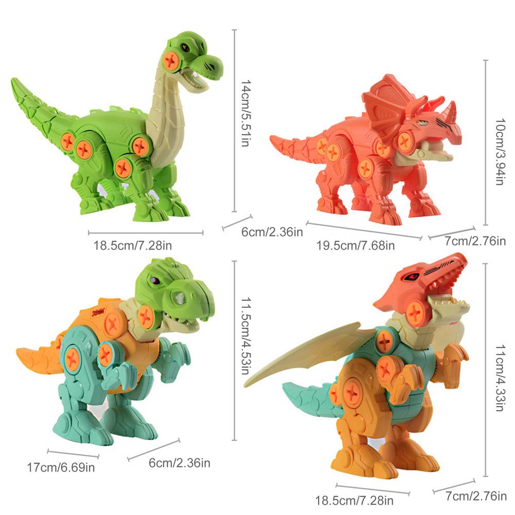 4PCS DIY Disassembly Dinosaur Toy Set Screw Nut Combination Early Educational Blocks Toys with Assemble Screw Toys for Kids