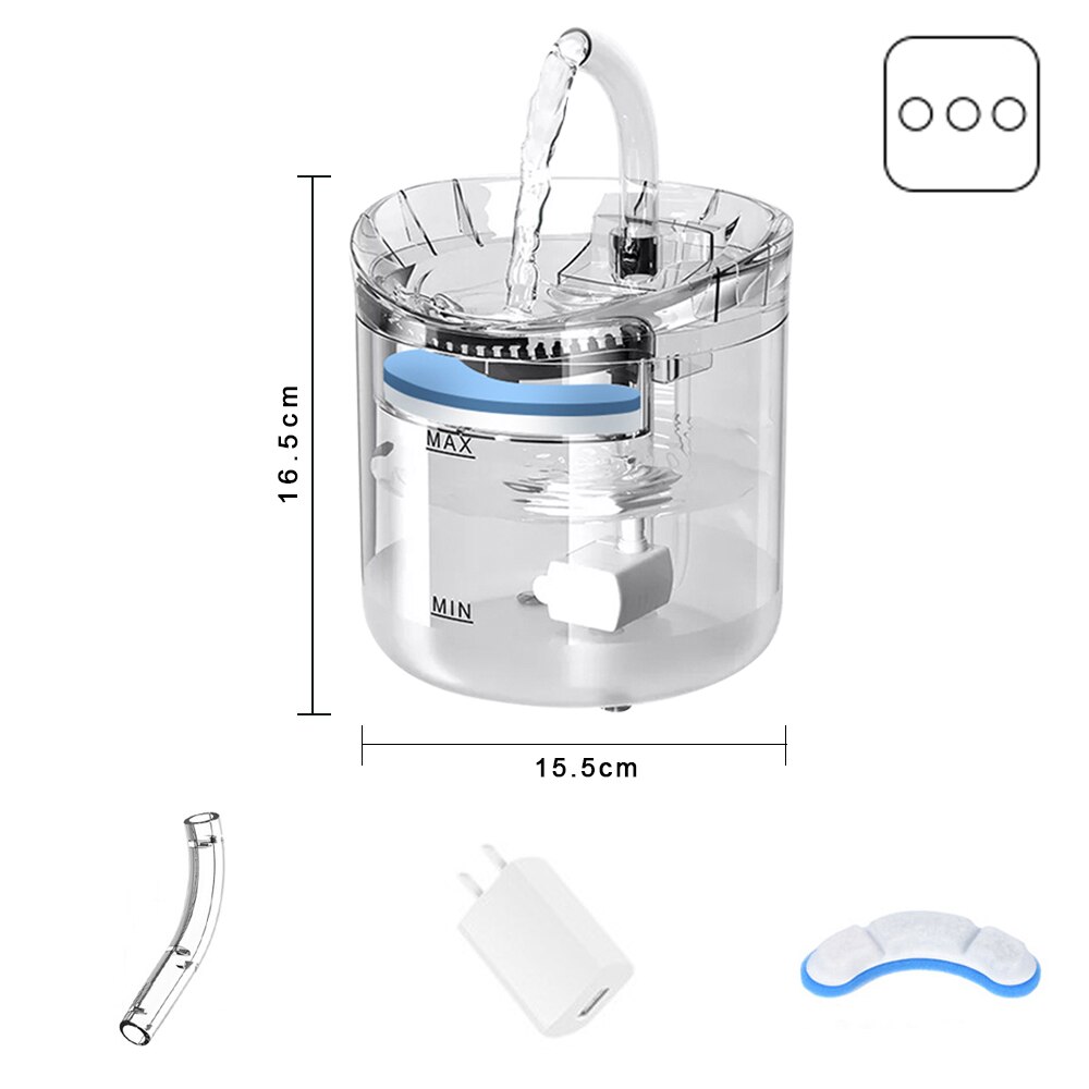 Cat Automatic Water Dispenser Circulating Filter Constant Temperature Pet Drinking Fountain Mute Dog Water Feeding Daily Tools: Basic EU Adapter
