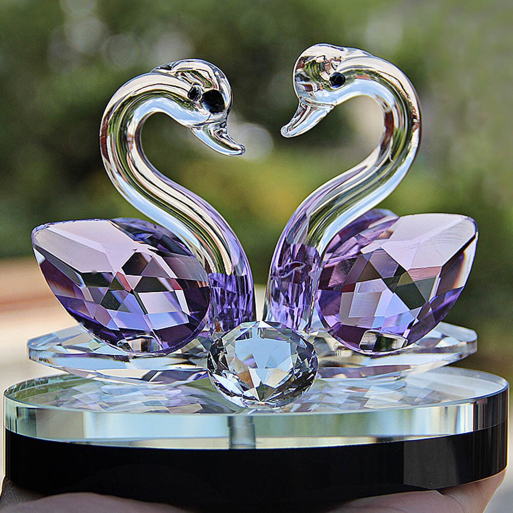 Swan Crystal Glas Beeldjes Collectie Diamant Zwaan Dier Presse-papier Tafel Ornament Bruiloft Home Decor Kids Verjaardagscadeautjes: C