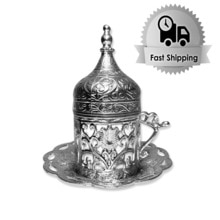 Verzilverd Turkse Koffie Cup Met Porselein Koffie Thermos Authentieke Koffie Pot Mok Thee Koffie Model