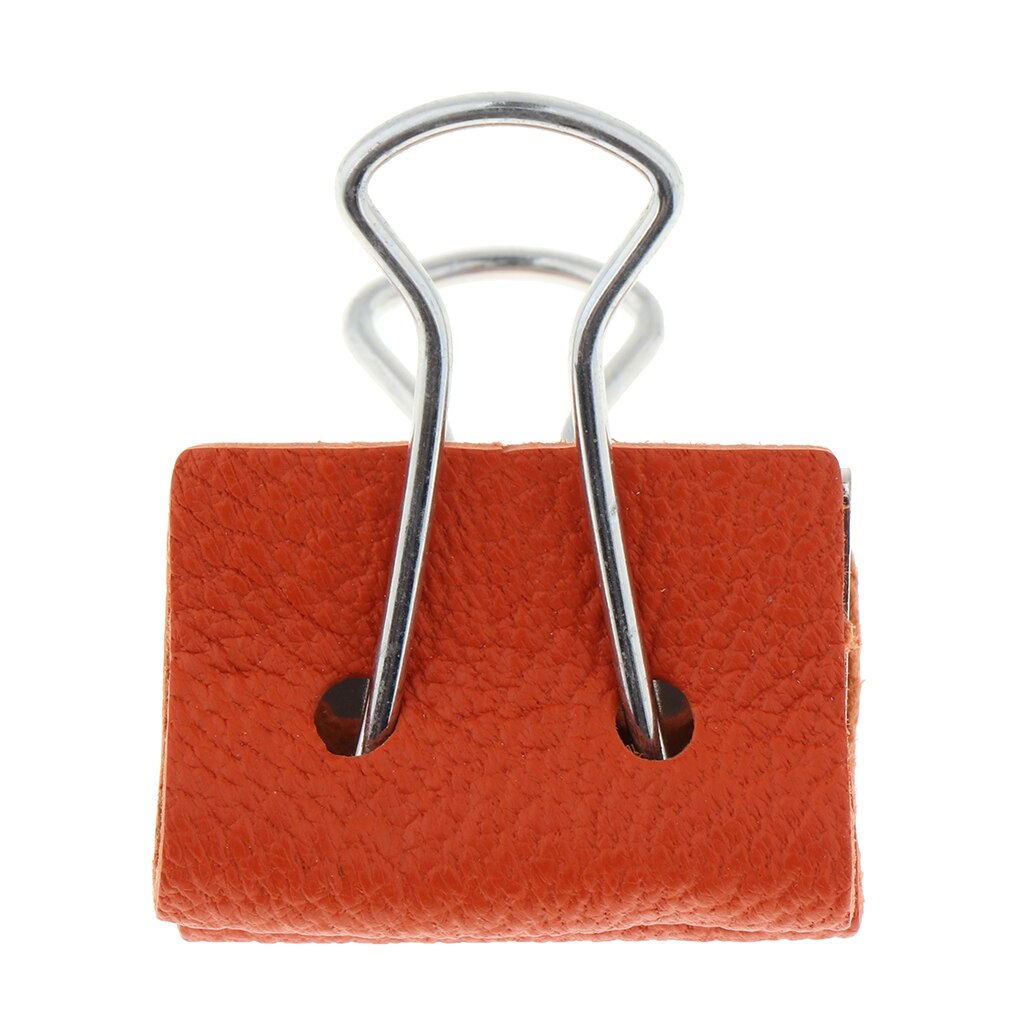 Stainless Steel Office File Ticket Paper Binder Clips with Leather Covered: 33x23mm 