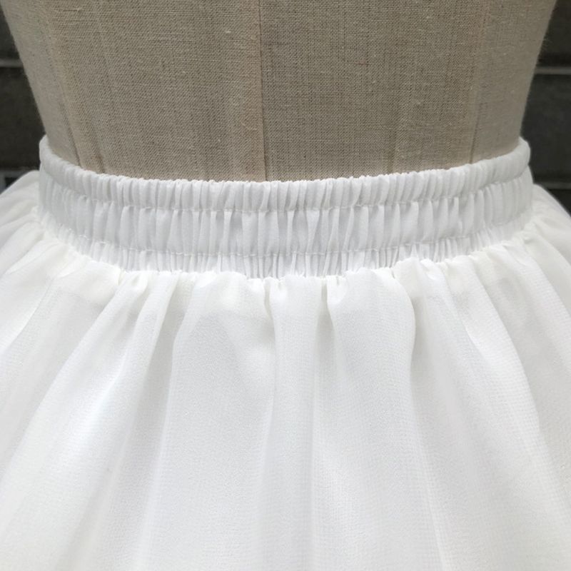Vrouwen meisjes 2 hoepels chiffon korte onderrok geschulpte kant rand lolita cosplay bruids verstelbare crinoline onderrok bustle
