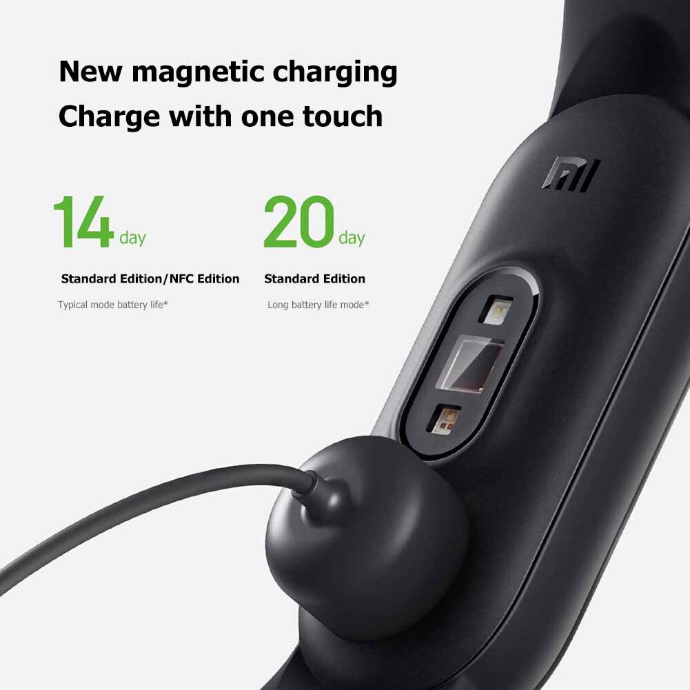 Xiaomi Mi Band 5 Clever Armbinde 5ATM Wasserdichte Clever Sport Band 1,1 zoll AMOLED Bunte Bildschirm NFC Herz Bewertung Fitness Tracker