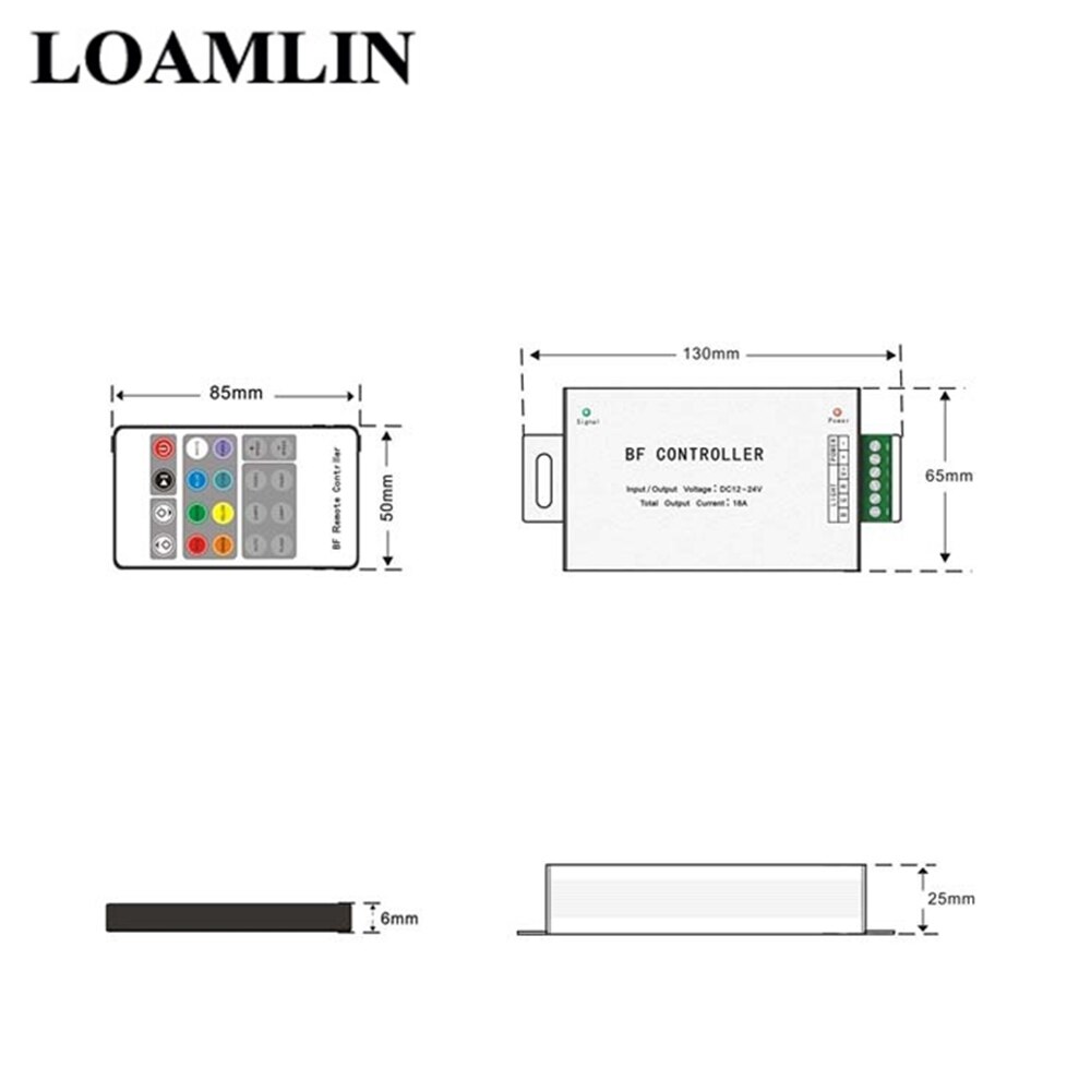 RF Remote RGB Led Controller 36A 360W DC12-24V 20keys Remote Controller for 3528 5050 RGB LED Strip Lights