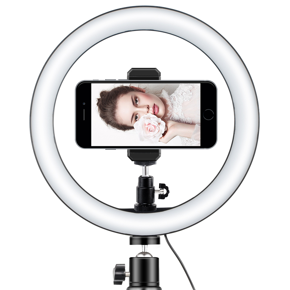 Fotografering led selfie ring ljus 26cm dimbar kamera telefon ring lampa 10 tum med bordsstativ för makeup video live studio