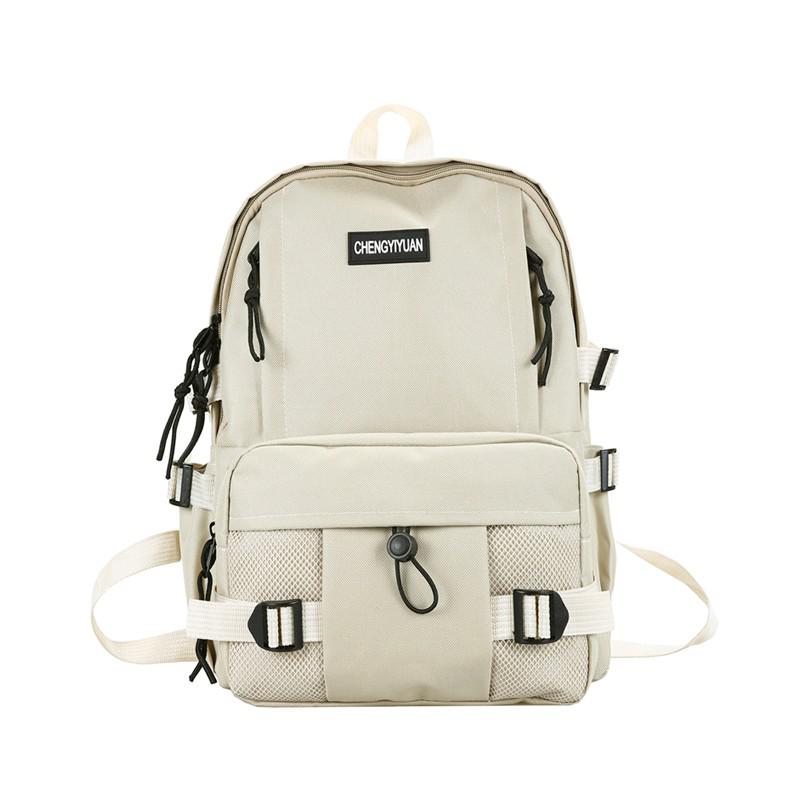 Mode Nylon Rugzak Eenvoudige Dames Rugzakken Leisure Grote Capaciteit Student Schooltas: Khaki