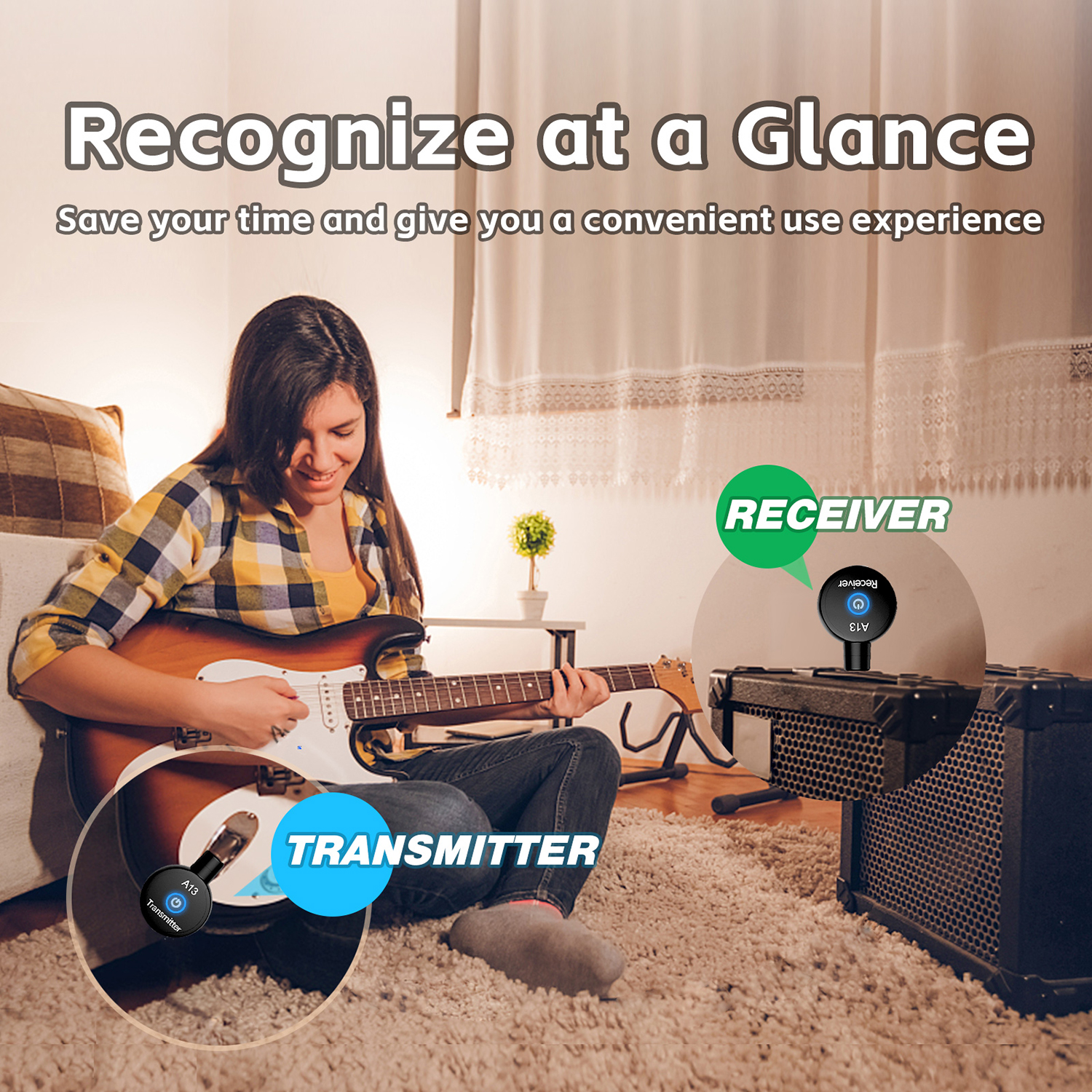 Ricevitore trasmettitore per chitarra wireless audio ricaricabile mini sistema per chitarra wireless da 2,4 GHz per strumenti elettrici per chitarra basso