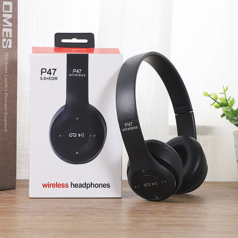 P47 sem fio bluetooth fone de ouvido com microfone dobrável fones baixo alta fidelidade som música estéreo para smartphone tv jogo