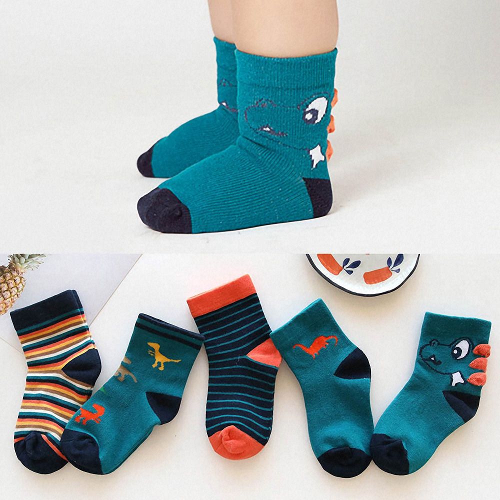 5 Paren/partij Mooie Katoen Kid Sokken Cartoon Dinosaurus Baby Sokken Herfst Winter Warme Sokken Voor Kinderen Baby Antislip vloer Sokken