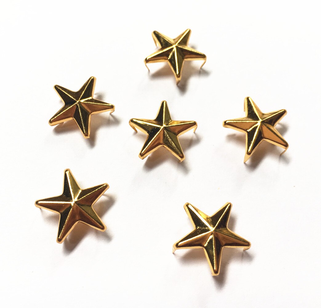 100 Pcs Star Studs Metalen Klauw Kralen Nailhead Punk Klinknagels Met Spikes (10mm): Gold