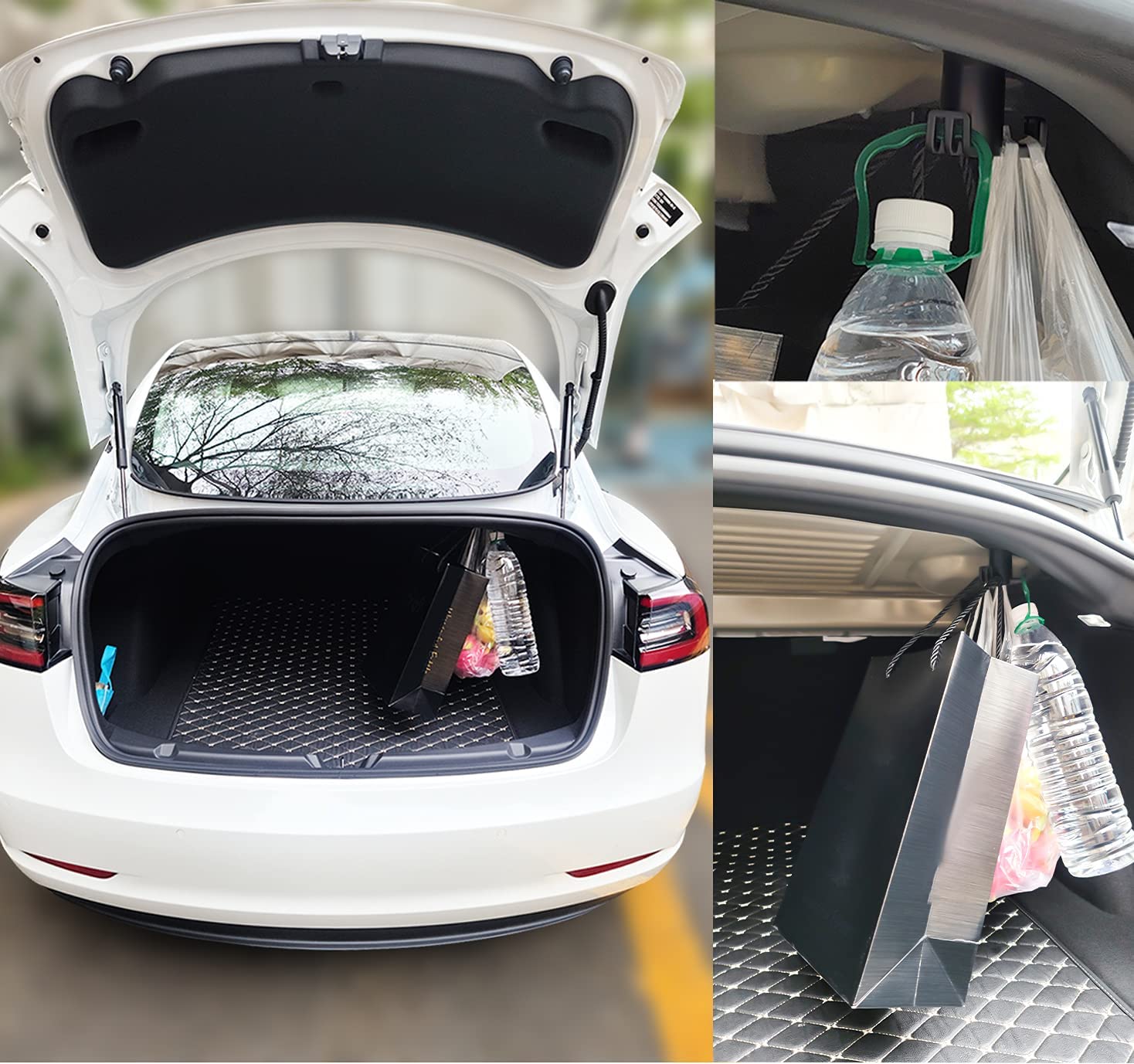 2 stücke Für Tesla Modell 3 Stamm Haken Auto Anhänger Stamm Einkaufstüte Haken Gepäck Fach Handschuh Tasche Haken Freies