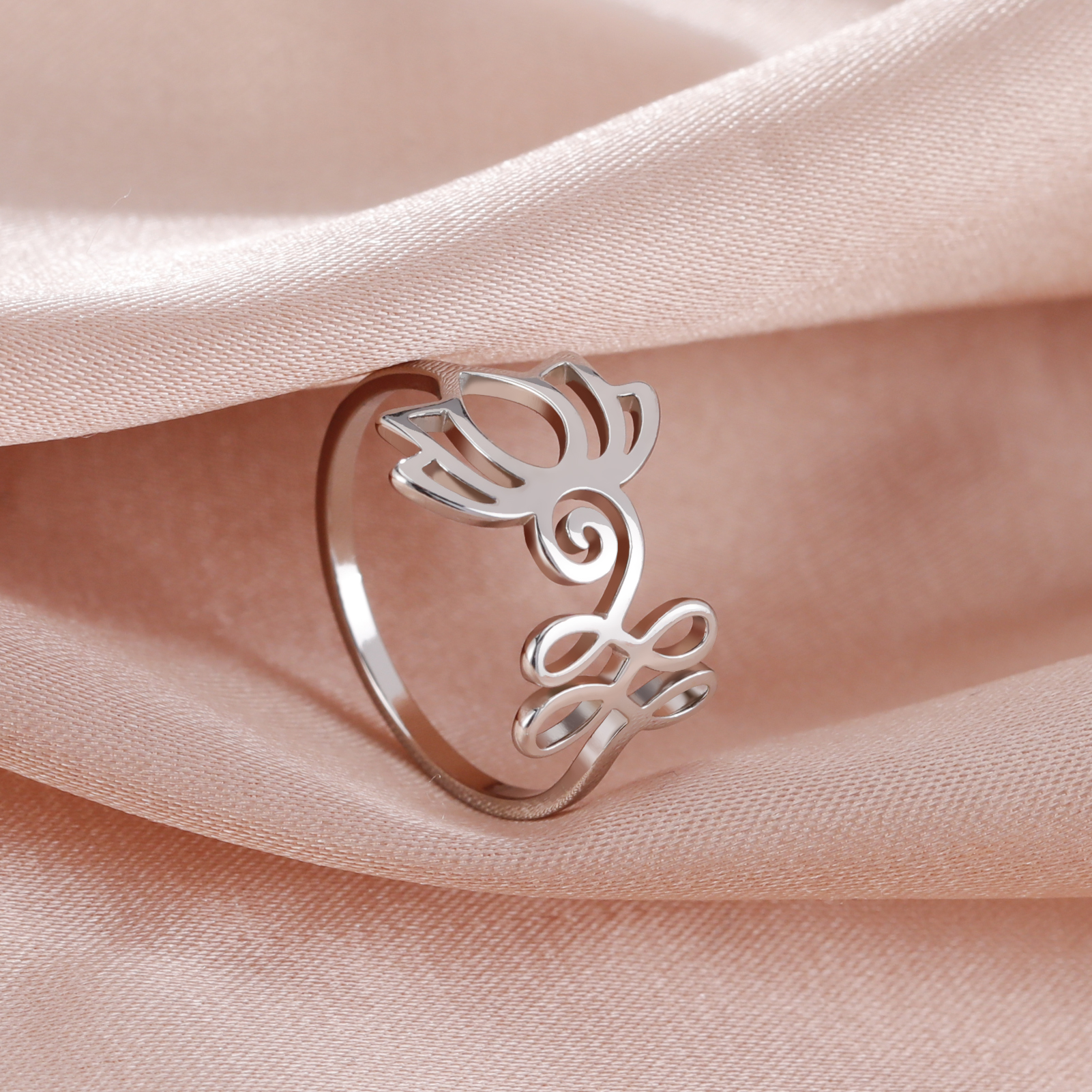 Anillo de nota musical de HIPEE para mujeres y niñas, anillos cerrados de acero inoxidable, de boda bohemios para mujer, joyería: 7 / Blanco