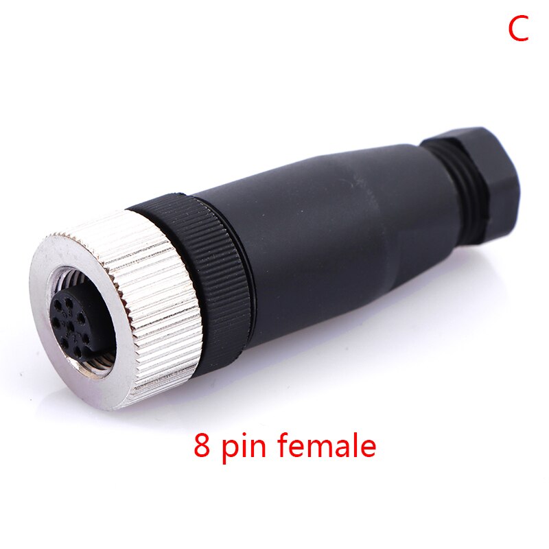 M12 Waterdichte Sensor Connector Male & Female Plug 8 Pin Draad Connector: C