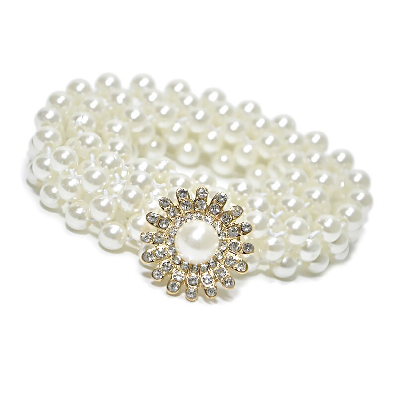 Ceinture élégante en forme de cœur et de fleur pour femme, tenue d'été avec perles, élastique, avec chaîne en cristal: style 5