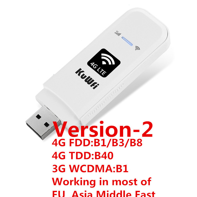 Kuwfi 4G Lte Usb Modem Kat 4 150Mbps Netwerk 3G/4G Usb Dongle Universele Unlocked 4G Sim Wifi Adapter Met TS9 Interface: Version-2