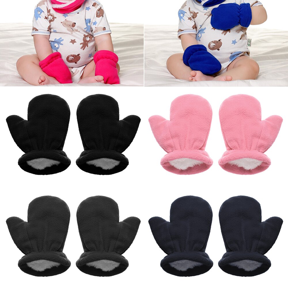 1 par do bebê crianças inverno luvas grossas polar velo espessamento quente crianças luvas manter o dedo luvas quentes for1-3 anos crianças