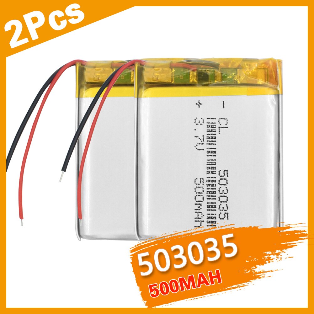 2 Stuks 503035 3.7V 500Mah Lithium Polymeer Batterij 3 7V Volt Li Po Ion Lipo Oplaadbare Batterijen voor Dvd Gps Navigatie