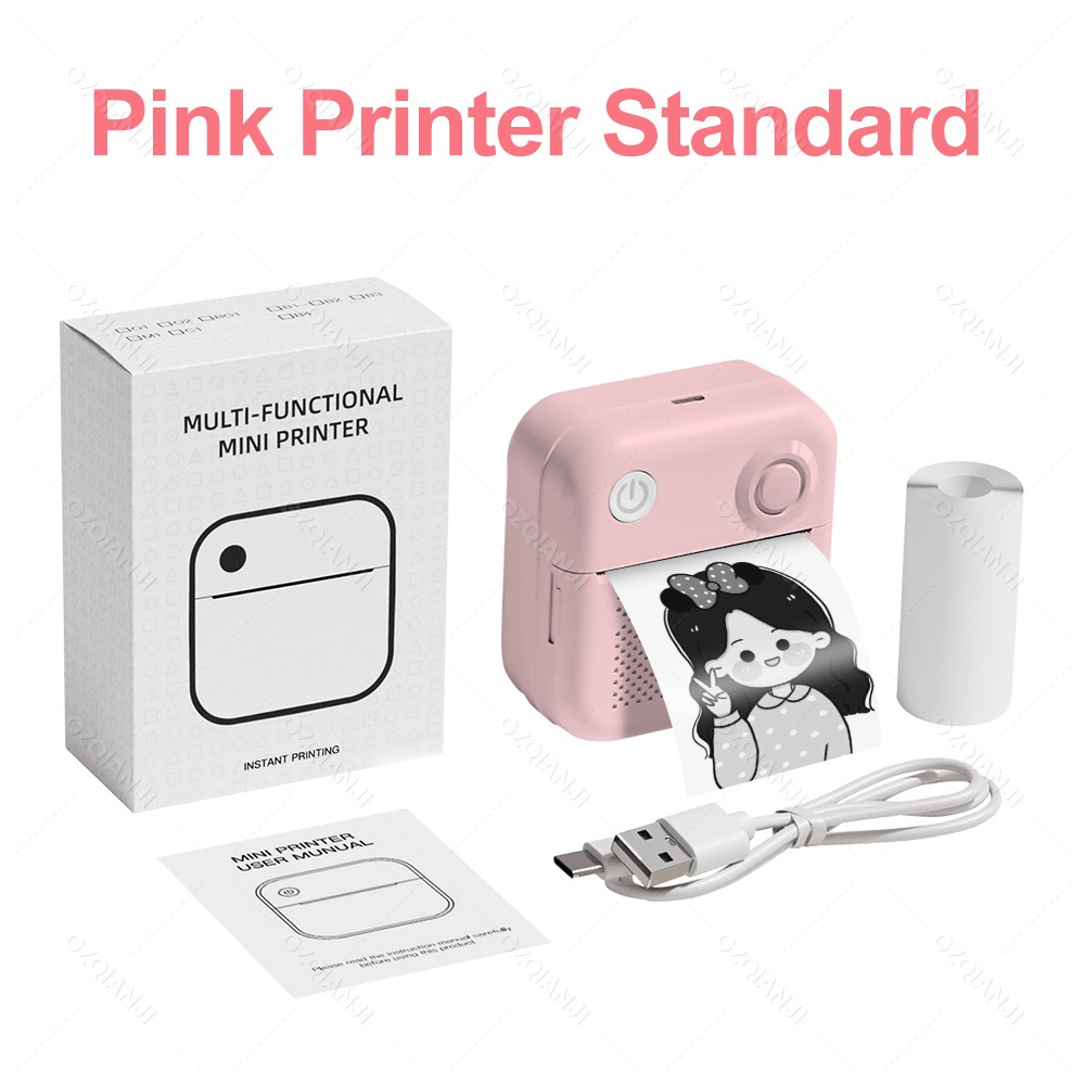 GZQIANJI D3 Portable PrinterThermal Paper Stickers Paper Mini Printers Labels Maker Printer for Error Printing Photo Printing: black