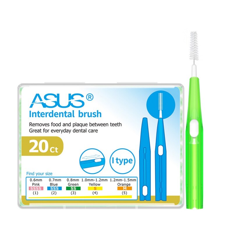 20 Pcs/Pack Push-Pull Interdental Brush Gum Interdental Tooth Brush Orthodontic Wire Brush Toothbrush Oral Care Toothpick: 0.8mm Green