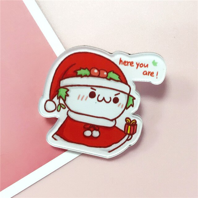 Kerst Badges Leuke Sok Elanden Snoep Broche Acryl Pin Badges Pictogrammen Op De Rugzak Medaille Decoratie Badge Voor Kleding: P