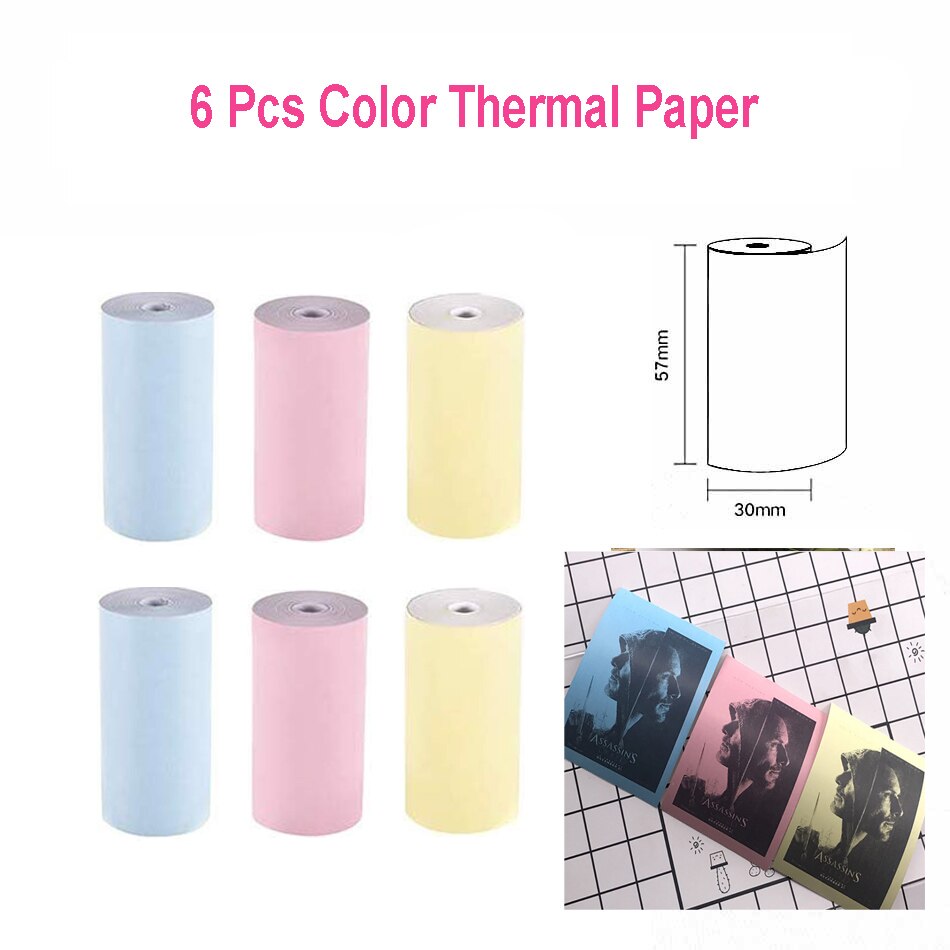 Peripage Mini Pocket Photo Printer Draagbare Mobiele Telefoon Foto Printer Voor Mobiele Telefoon Android Ios Windows: 6 Pcs Color Paper