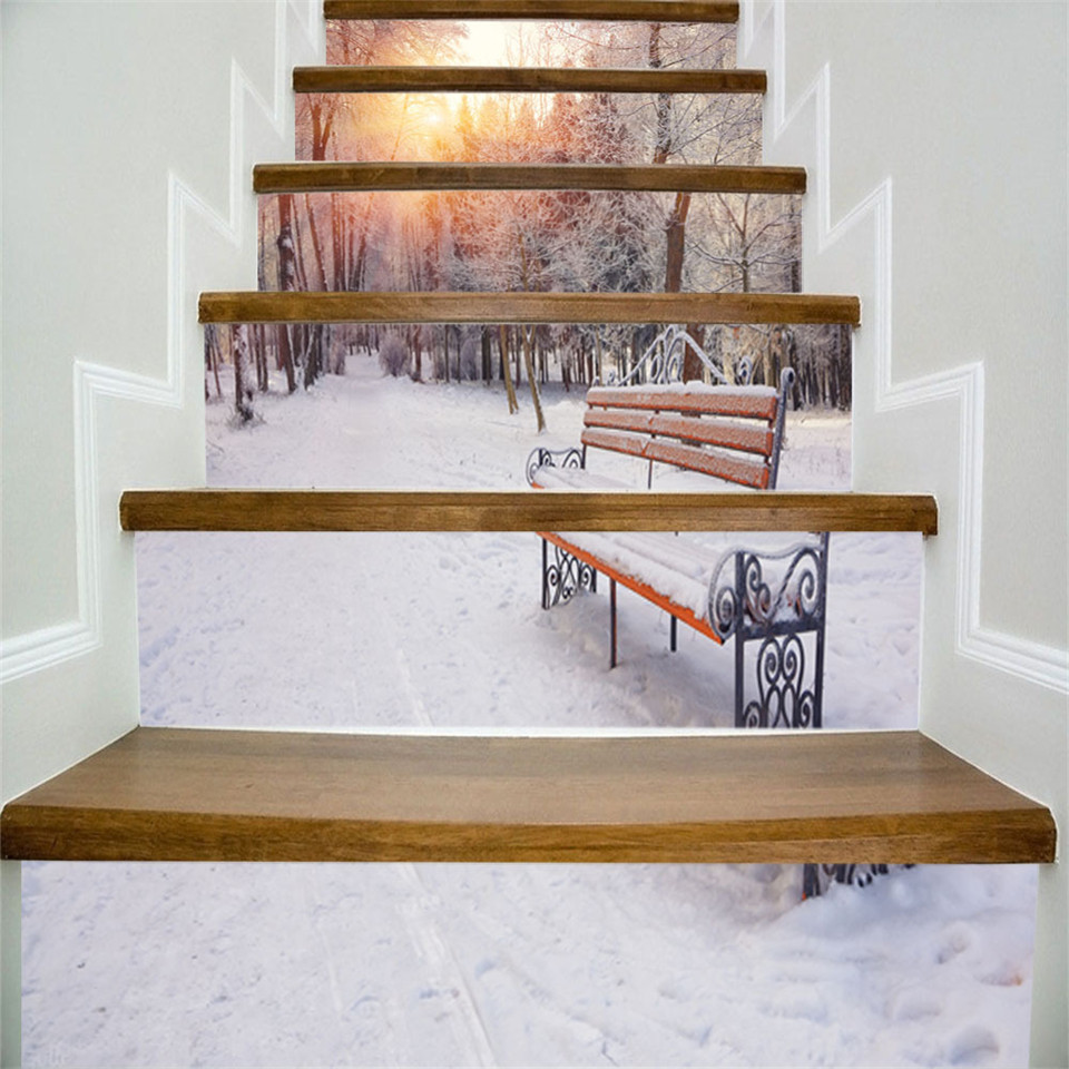 Lake Scenery Stairs Sticker For Home Hotel Corridor Decor Renew Stair Mural Self-adhesive Waterproof Landscape Staircase Mural