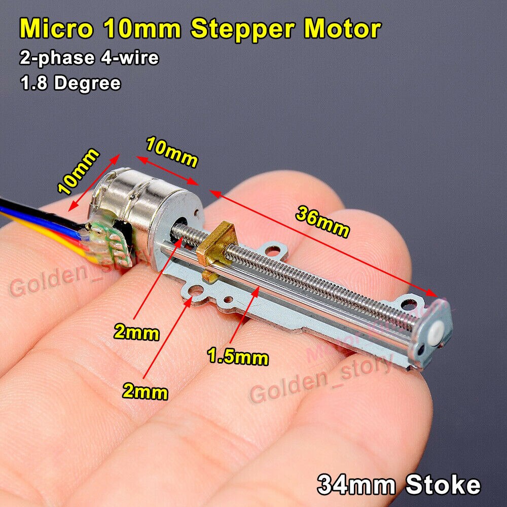 34mm mini lineær aktuator 10mm mikro 2- fase 4- tråd præcision stepmotor lang lineær skrue skyder møtrik diy xyz 3d printer