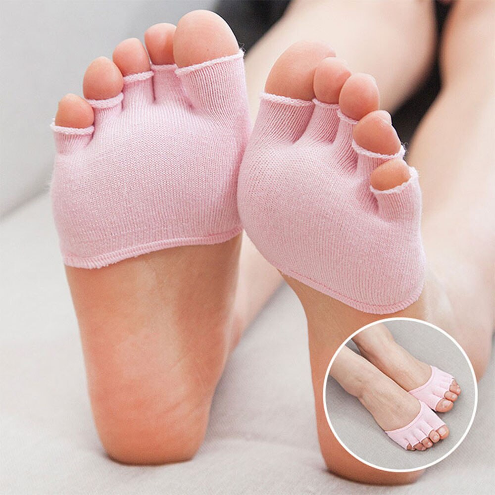 1 Pair Breathable Cotton Five Finger Toe Socks Elastic Bunion Sleeve Protector Hallux Valgus Foot Toe Corrector Foot Care: Pink