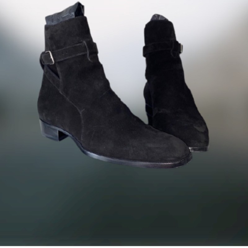 Chaussure en Faux daim à talon bas pour Homme, style rétro, à la , décoration en métal, KF737, printemps et automne: 48