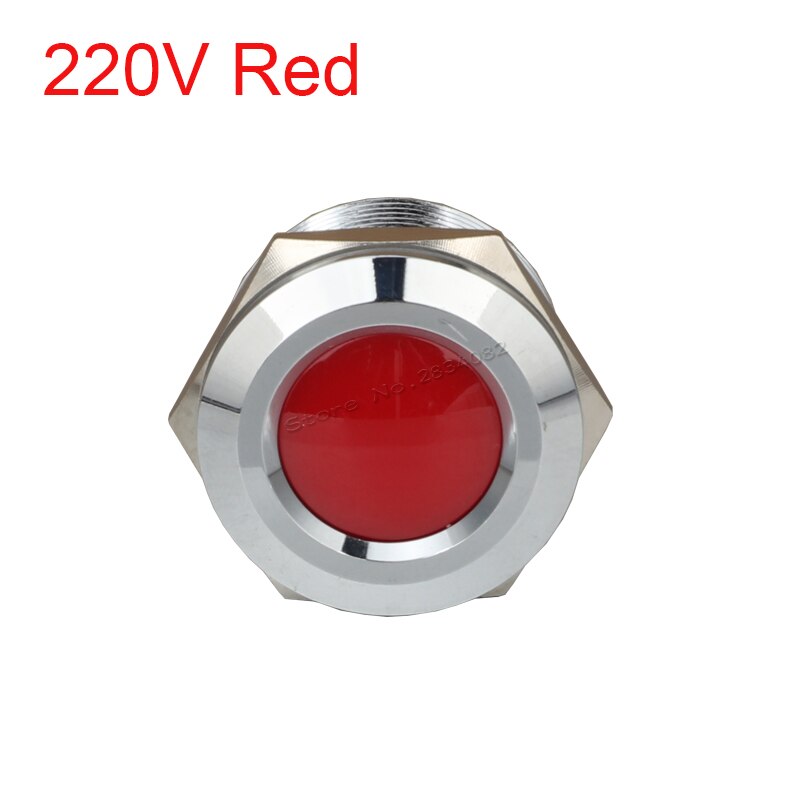 25mm Metal Indicator light LED Signal Lamp Car Boat Pilot Panel Signal Light 6V 12V 24V 220V 110V IP65 Waterproof Warning light: 220v Red