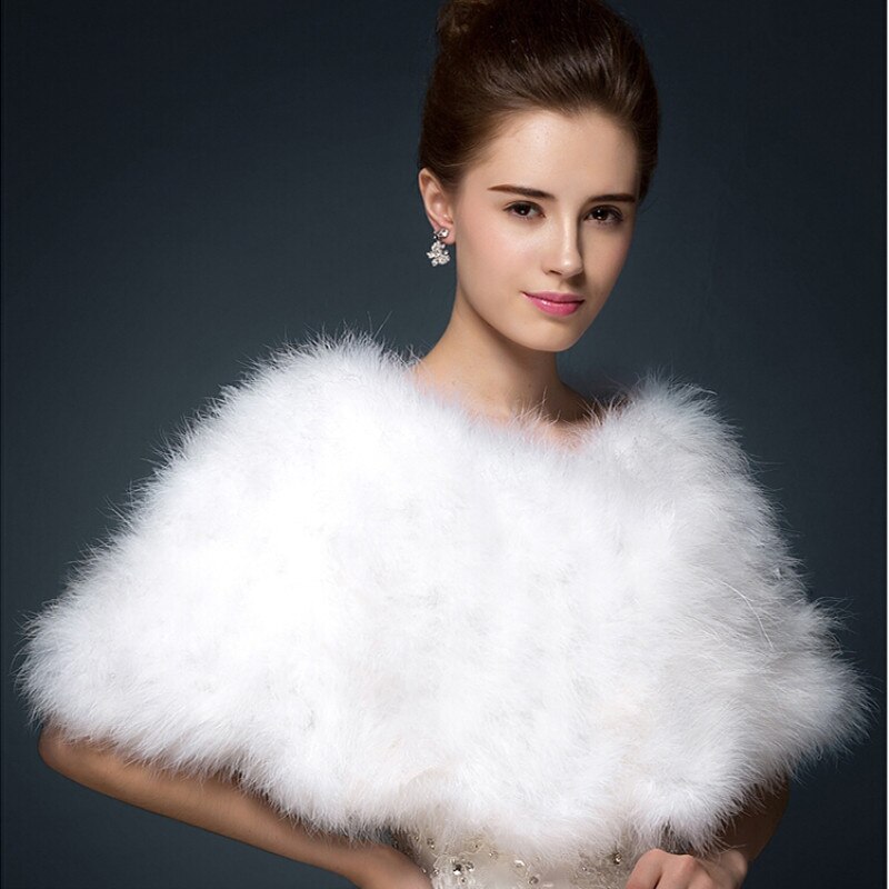 SHAMAI lujoso bolero blanco marfil avestruz plumas piel Boleros boda chaqueta de novia bolero abrigo nupcial chales