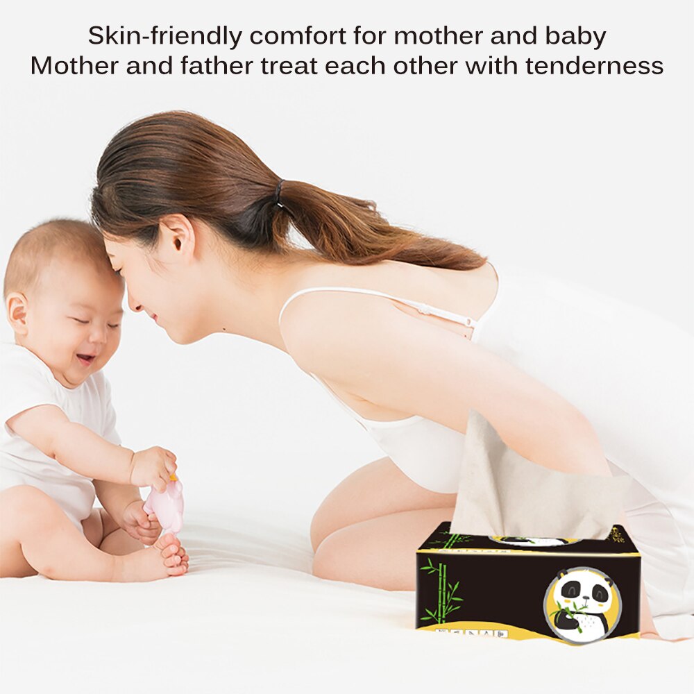 10 Roll Toilet Paper Panda Pattern Package Bamboo Natural Color Pumping Paper Household Napkin Bathroom White Soft Drawing