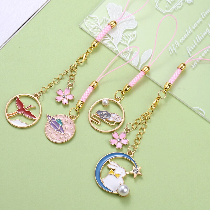 Metalen Mobiele Telefoon Hanger 1Pcs Bloem Dier Sneeuwvlok Ladie Telefoon Lanyard Anti-verloren Sleutelhanger Accessoires Decoratie