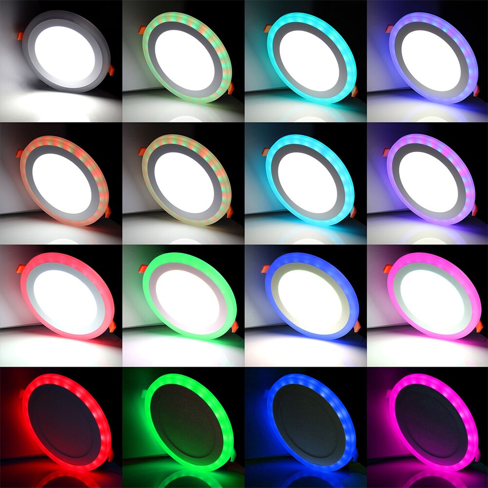 Rgb Plafondlamp Ronde Vierkante Dimbare Rgb Led Oppervlak Verzonken Panel Licht Kleurrijke Paneel Licht + Afstandsbediening 5W 9W 16W: White RGB Round / 16W