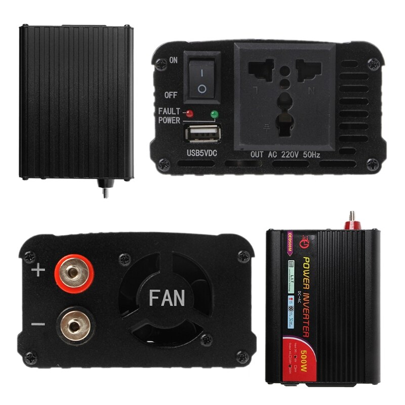 500W Power Inverter DC 12V to 220V AC Modified Sine Wave Solar Car Inverter