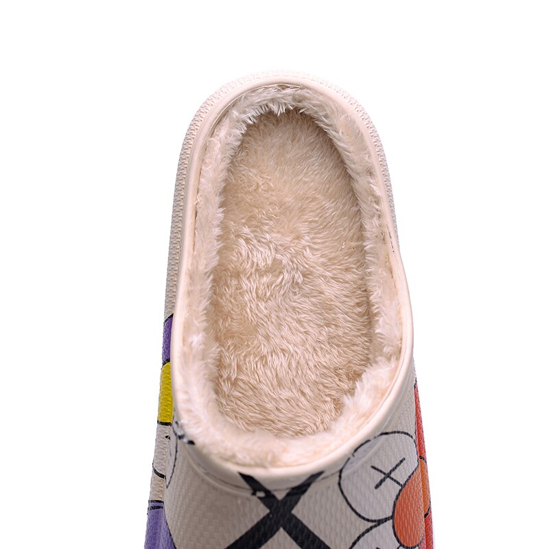 Mannen Thuis Klompen Winter Carton Afdrukken Slippers Pluche Warme Voering Vrouw Huis Warm Klompen Vrouwen schoen