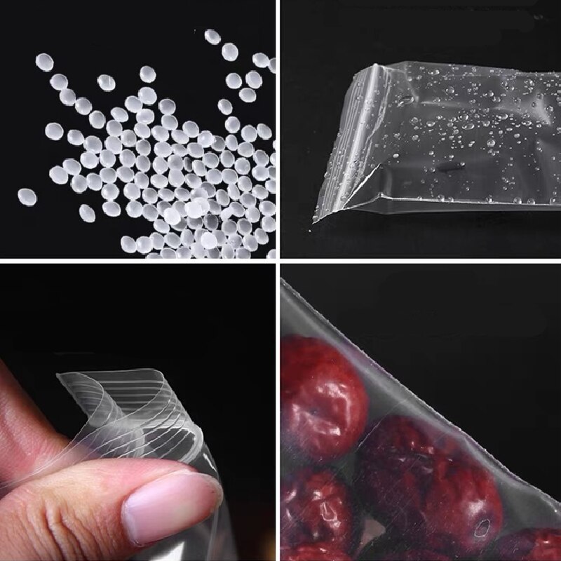 Pe self-styled 6 trådar ziplock lås blixtlås poly klara påsar plast mat förvaringspåsar tjocka genomskinliga paket påsar
