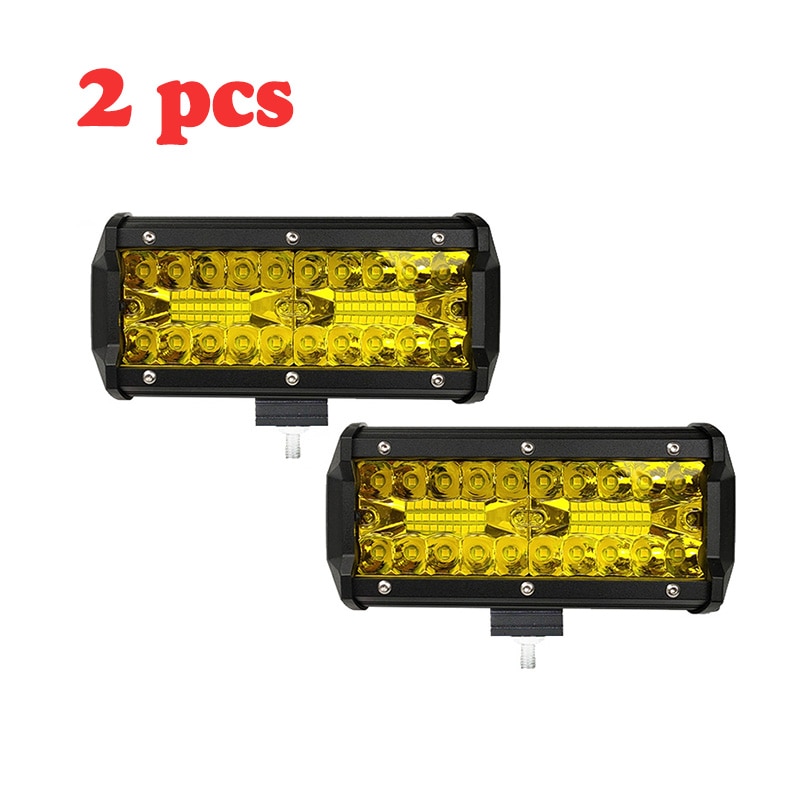 7 Inch 120W Combo Led Light Bars Spot Flood Beam for Work Driving Offroad Boat Car Tractor Truck 4x4 SUV ATV 12V 24V: 2pcs 120w yellow
