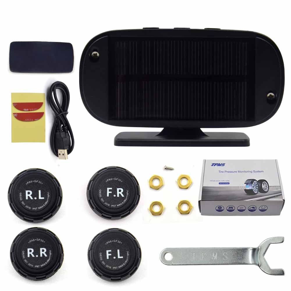 Best Solar TPMS Car Tire Pressure Alarm Monitor System 4 Wheel Internal / External Tyre Sensor Temperature