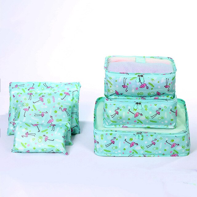 6P/ Oxford Cloth Travel Mesh Bag In Bag Luggage Organizer Packing Cube Organiser for Clothing