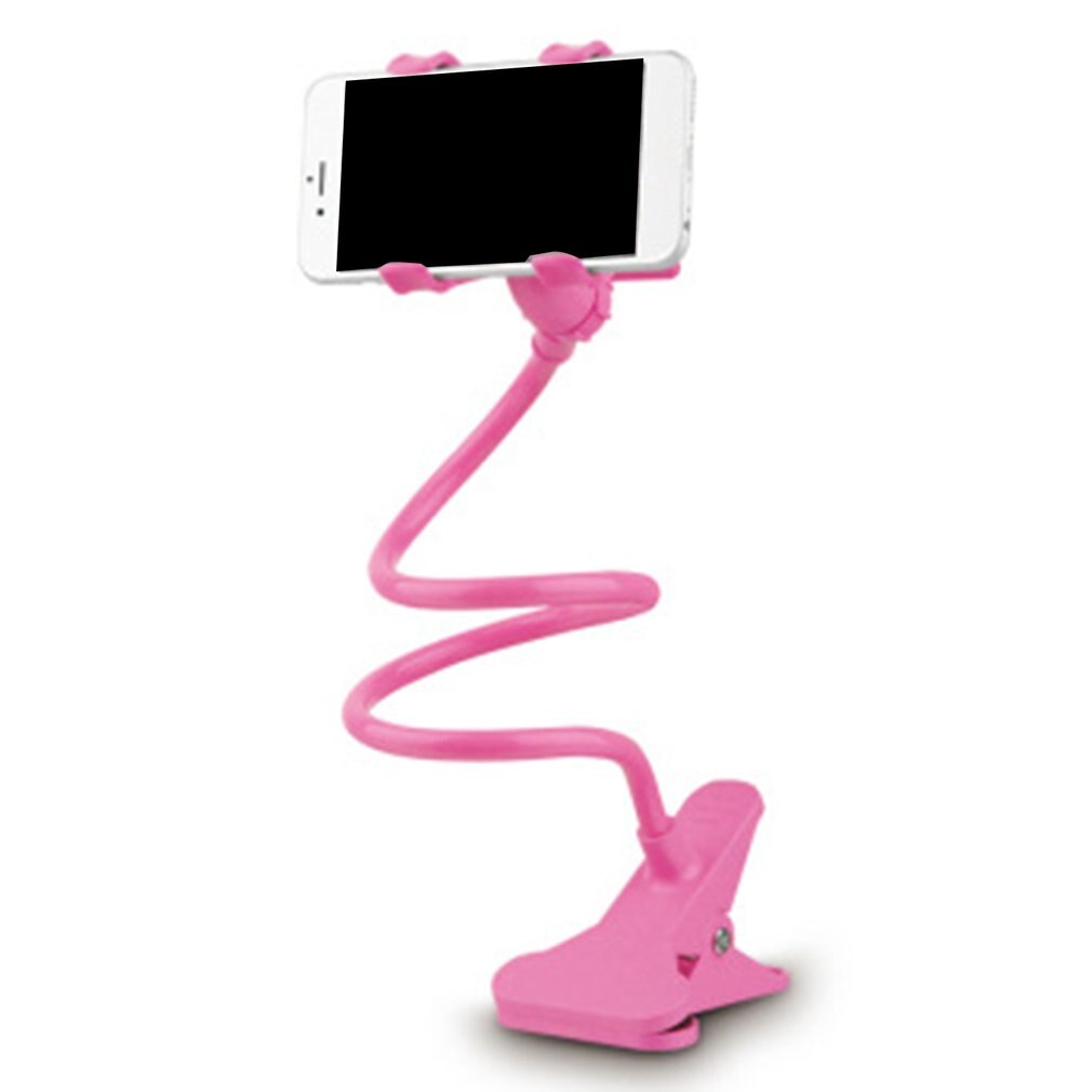 Soporte Universal para teléfono móvil, abrazadera de cuello de cisne Flexible, montaje de brazos largos para iPhone, Android, cama, escritorio: Pink