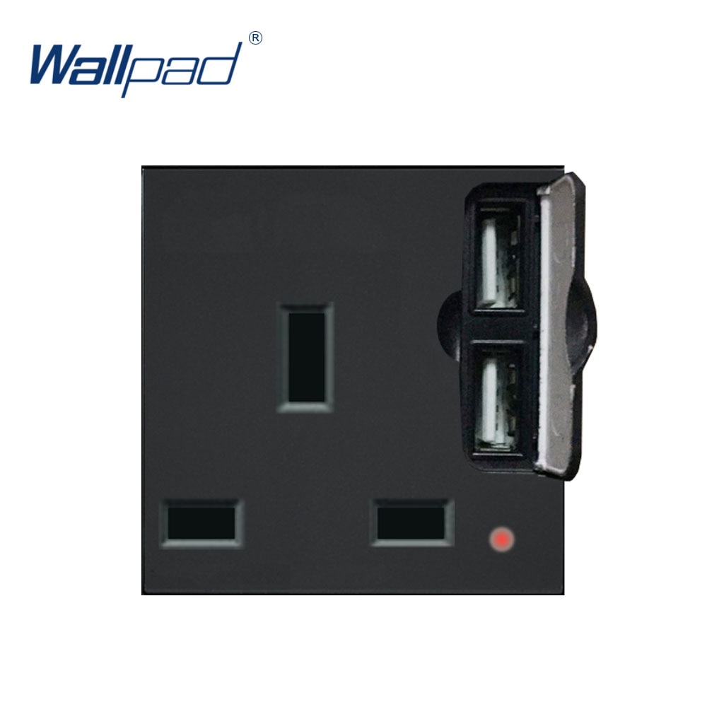 Wallpad Luxe 2 Usb 3 Pin Uk Stopcontact Functietoets Voor Muur Wit En Zwart Plastic Module Alleen