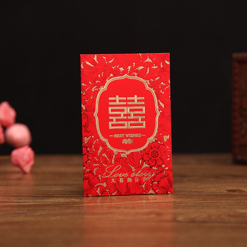 ! 30pcs Romantic Wedding Best Wishes Red Envelope Floral Double Happiness Love Day Red Pocket
