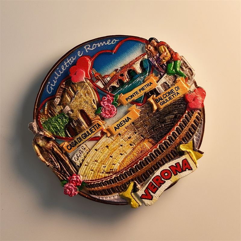 Italia, Verona, arena, estereoscópico 3D, recuerdos de turismo, pintura de resina, decoración del hogar, imanes de refrigerador ﻿