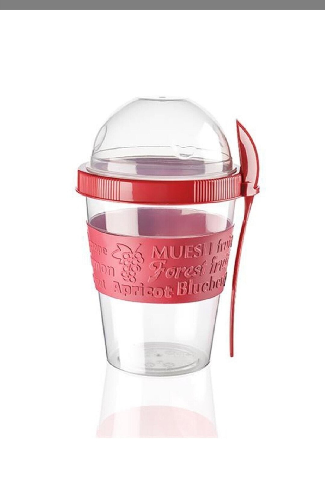 2 Units- Each 20 oz Cereal On the Go Cups Portable Lux Yogurt Cereal To-Go Container with Top Lid Granola &amp; Fruit Compartment: Red