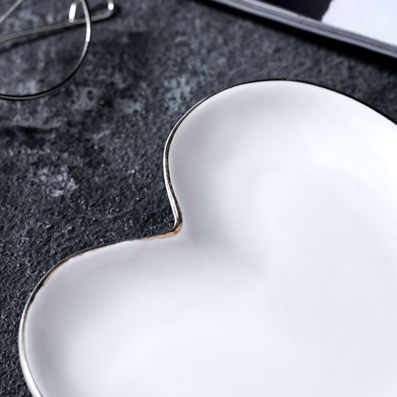 Assiette à Dessert en forme de cœur | Assiette à bijoux, assiette à Dessert, vaisselle de cuisine domestique