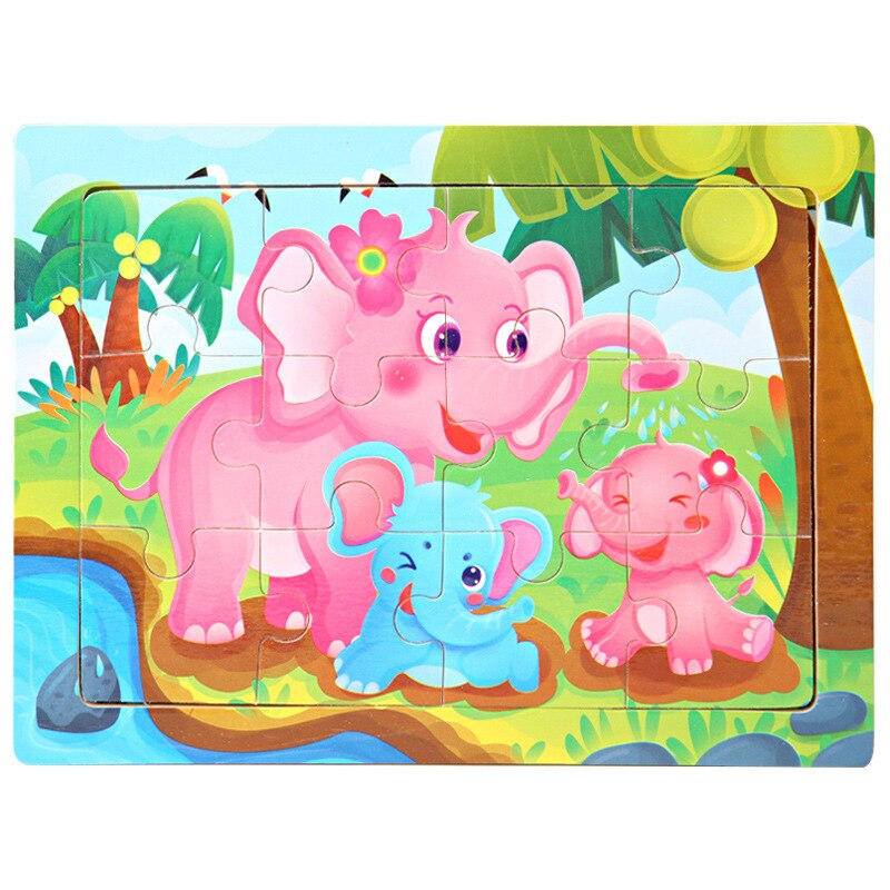 16 Slice Vehicle Pattern Puzzle Wooden Small Piece Kid Toys Wood Jigsaw Puzzles Baby Educational Toys for Children Game: XSS-110