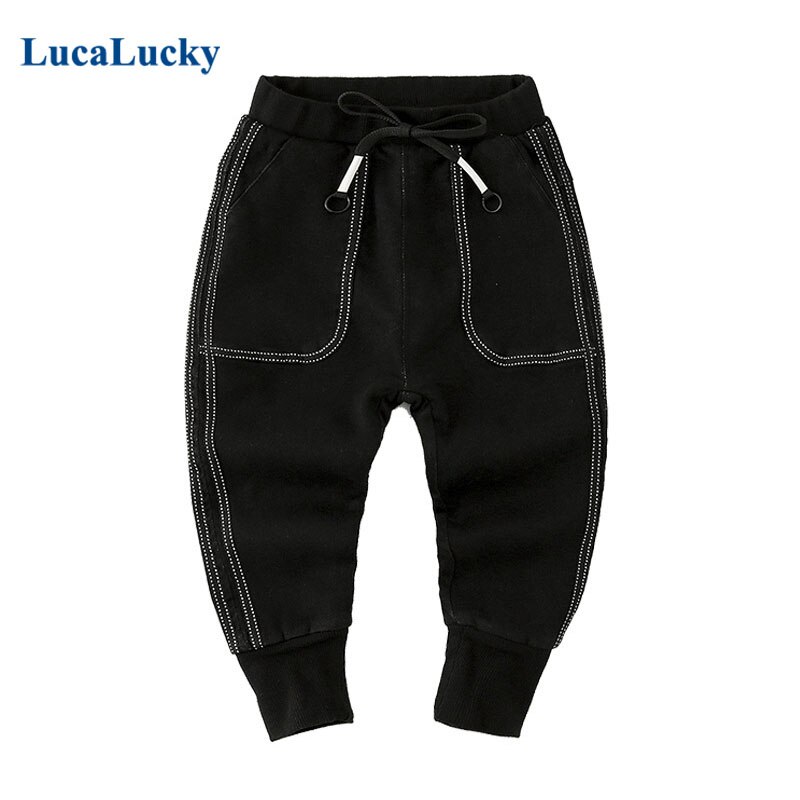 Lucalucky Zwarte Jeans Broek Voor Jongens Lente Jongens Denim Schade Broek Elastische Taille Casual Solid Kinderen Broek Kleding 4-16T