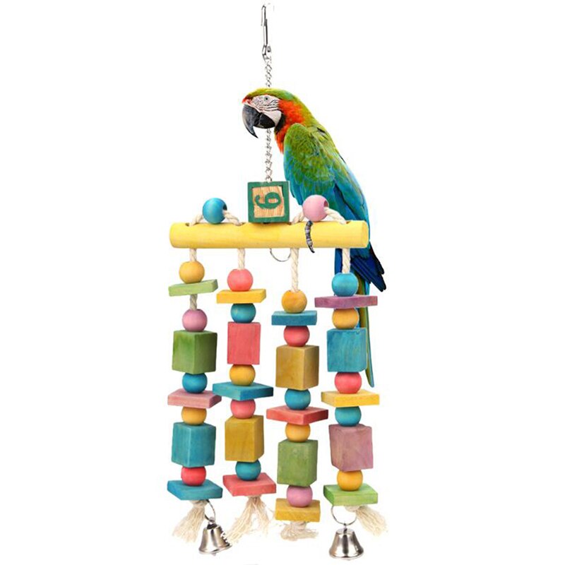 Flerfarvet træstige gynge øvelse regnbue papegøje swaings parakit stige hamster legetøj perler papegøje fugle legetøj bur forsyninger: Default Title